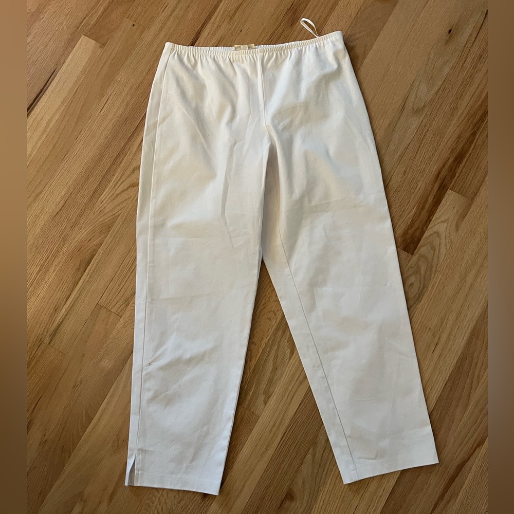 Eileen Fisher White Ankle Organic Cotton Pants - Picture 3 of 7